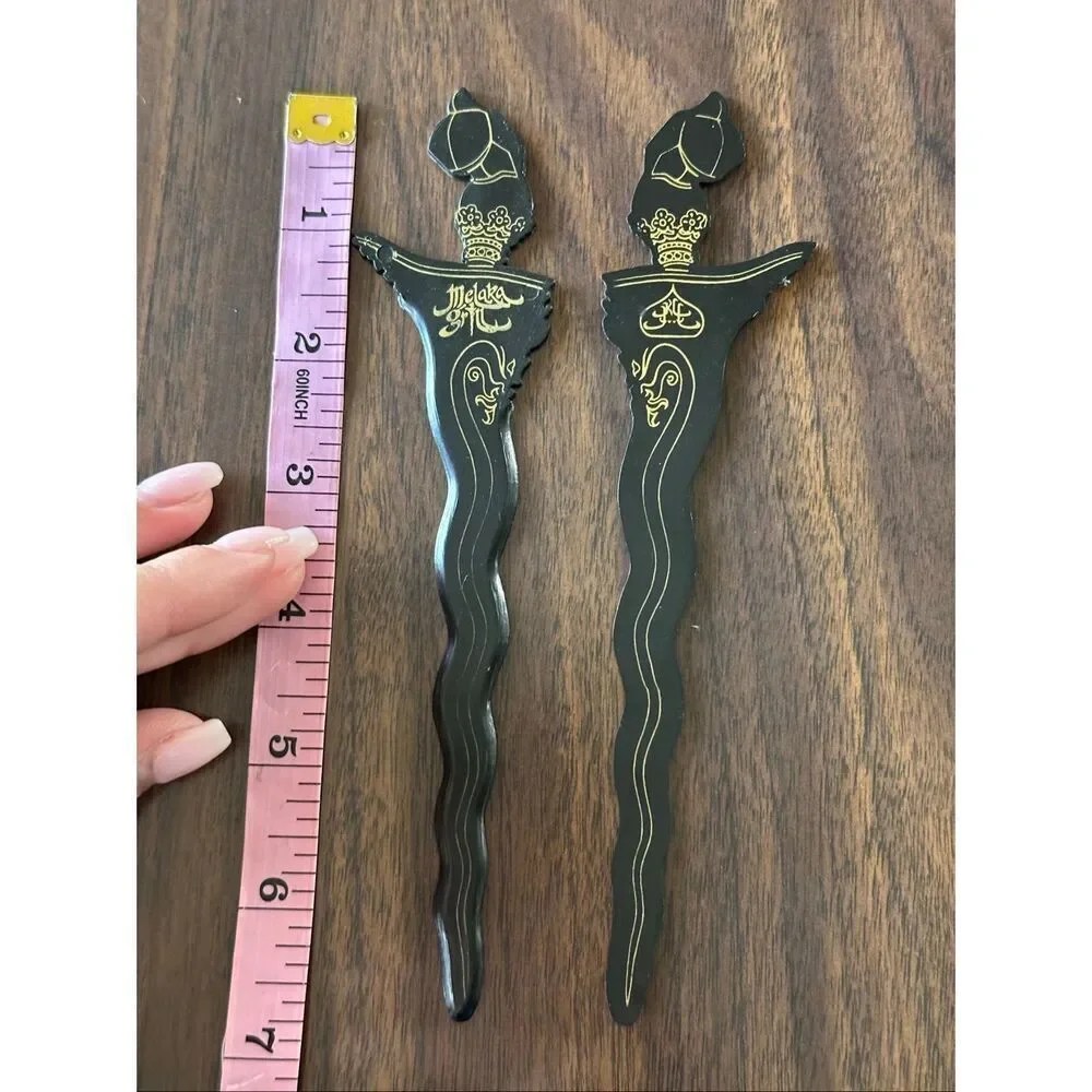 Vintage Asian Comb Melaka Grill Swizzle Stick Cocktail Drink Stir Collectibles
